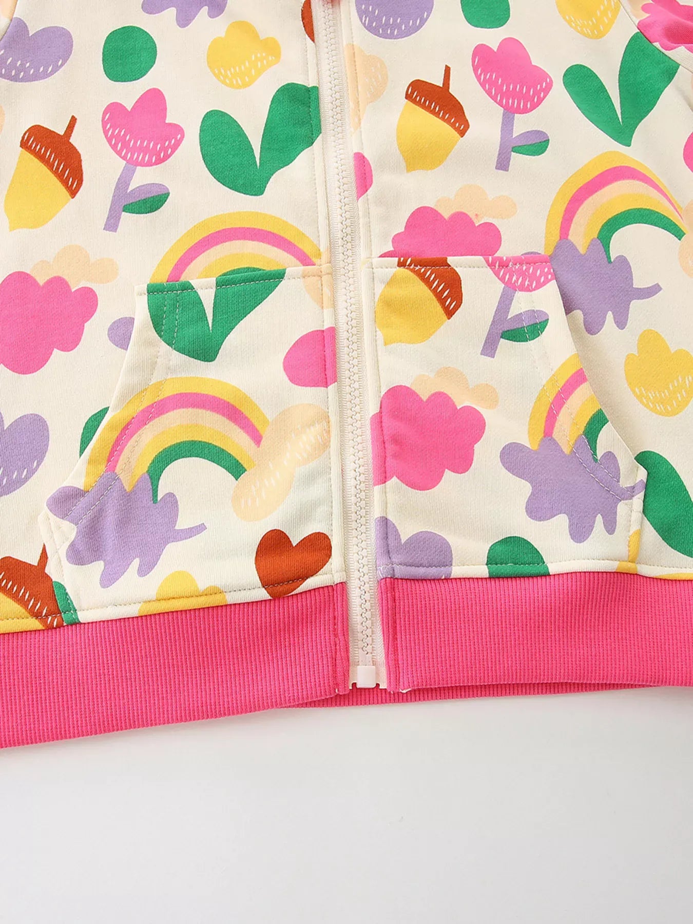 Trendsi Children's Contrast Zip-Up Hoodie