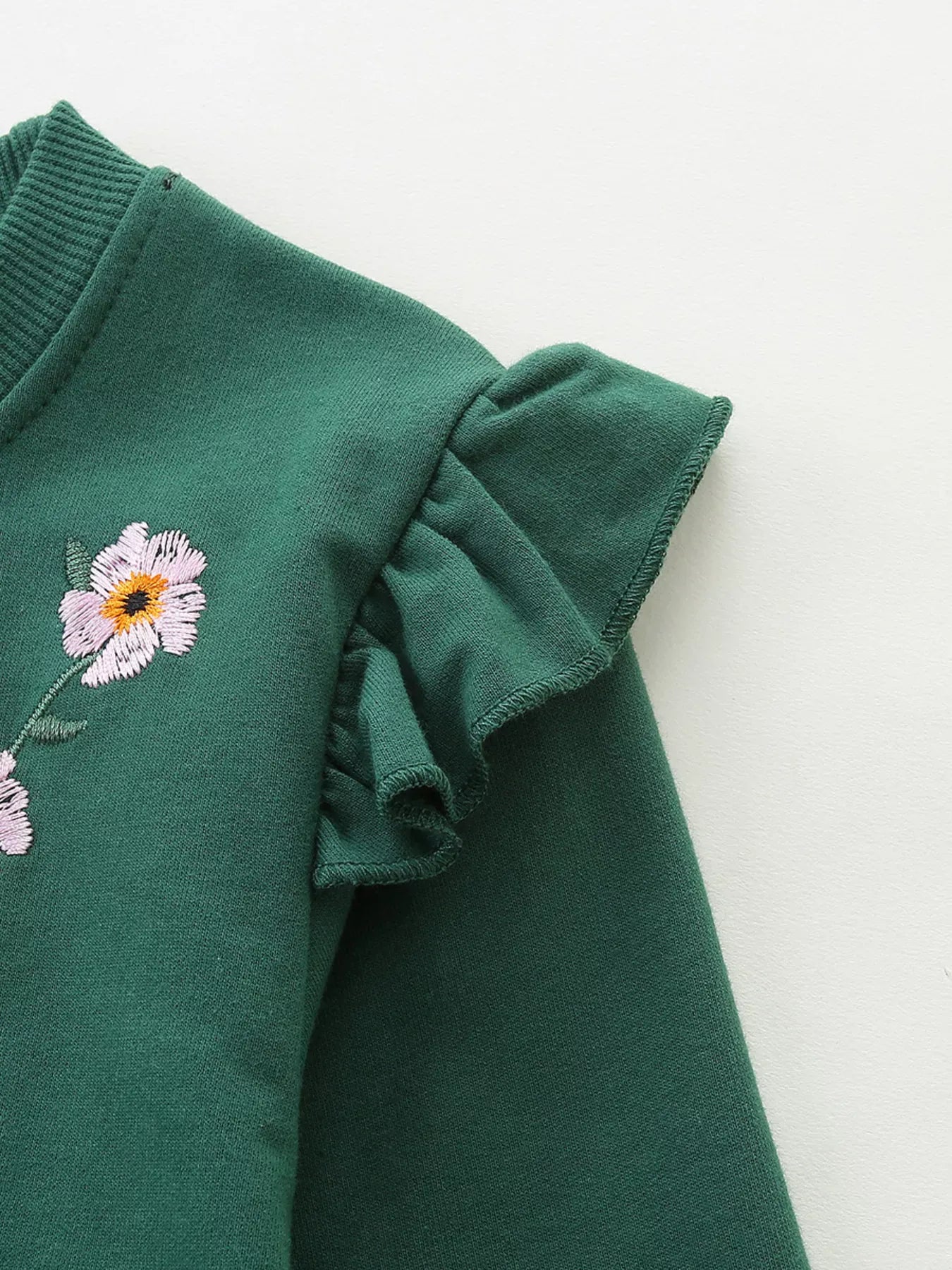Trendsi Children's Floral Embroidered Crew Neck Sweatshirt