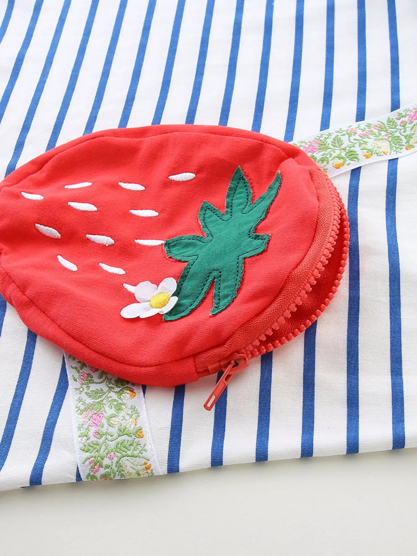 Trendsi Children's Strawberry Striped Long Sleeve Dress