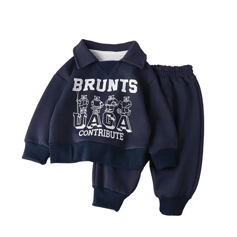 Trendy Kids Apparel Kids Clothing Boys' Autumn/Winter Polo Sweatshirt & Pants Set
