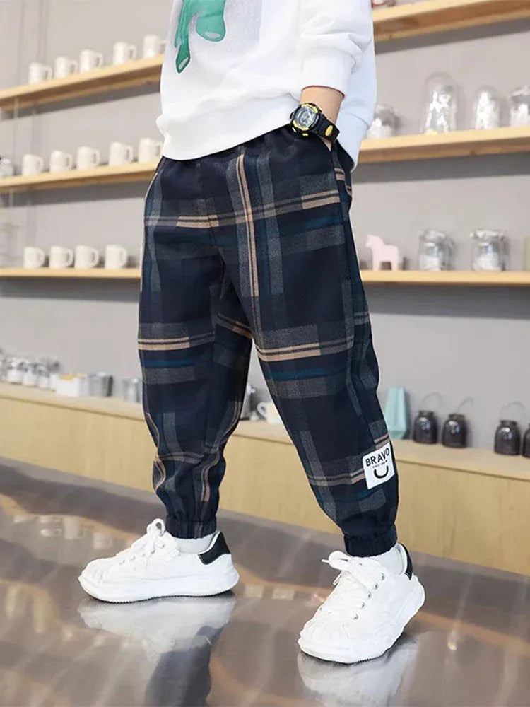 Trendy Kids Apparel Kids Clothing Boys Cotton Plaid Pants