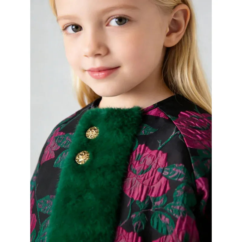 Trendy Kids Apparel Kids Clothing Girls' Embroidered Padded Winter Coat