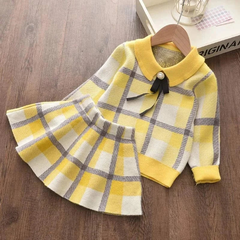 Trendy Kids Apparel Kids Clothing Girls Plaid Cute Clothing Sets