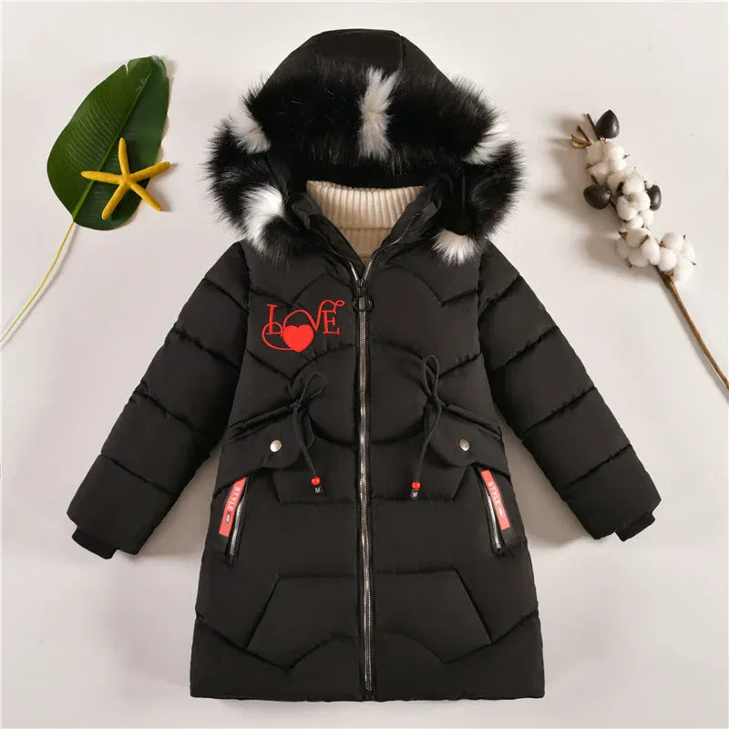 Trendy Kids Apparel Kids Clothing Kids' Long Down Cotton Jacket - Plus Velvet Thickened Jacket