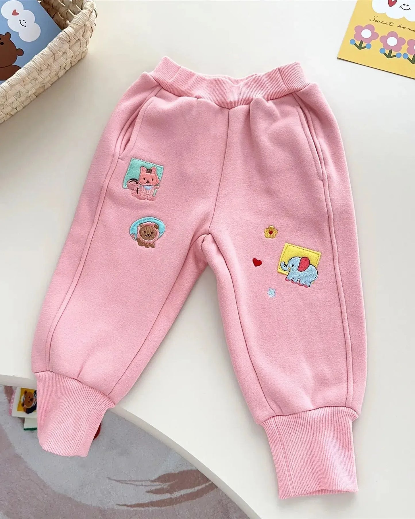 Trendy Kids Apparel Kids Clothing Winter New Badge Children's Velvet Warm Pants