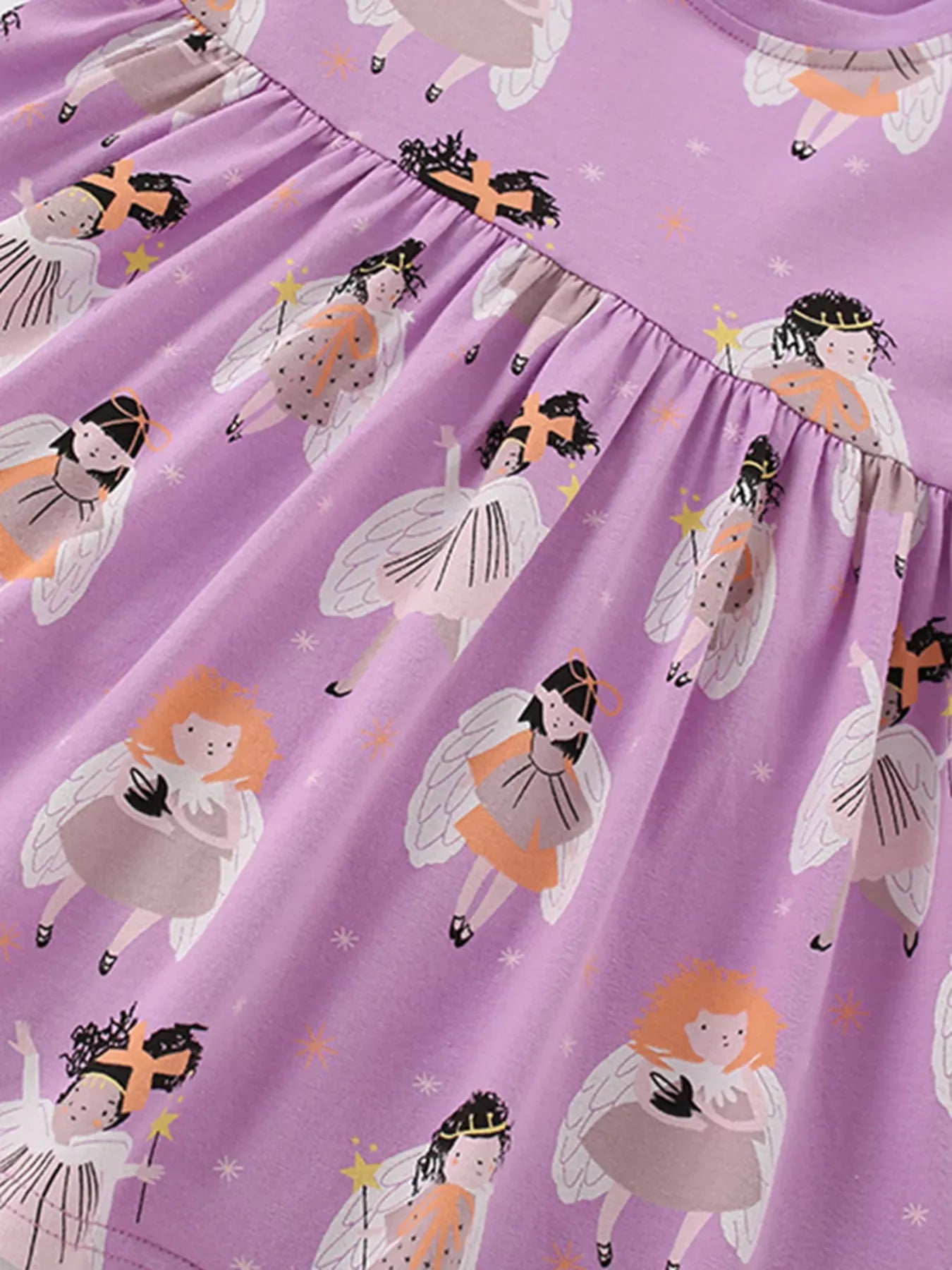 Trendsi Children's Angel Print Long Sleeve Casual Dress