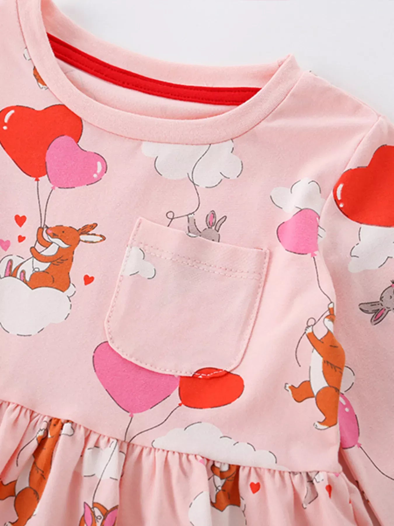 Trendsi Children's Animal Heart Balloon Print Long Sleeve Dress