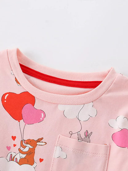 Trendsi Children's Animal Heart Balloon Print Long Sleeve Dress