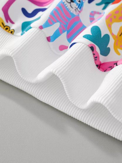 Trendsi Children's Animal Print Crew Neck Sweatshirt