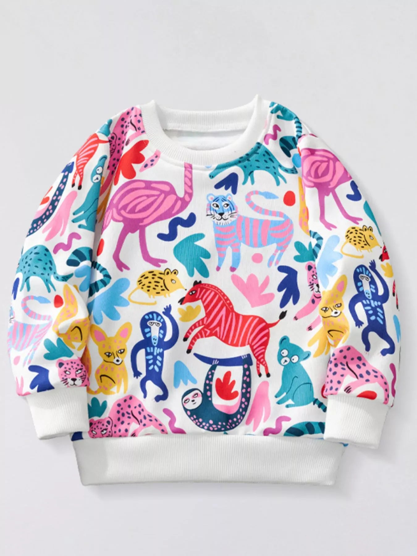 Trendsi Children's Animal Print Crew Neck Sweatshirt