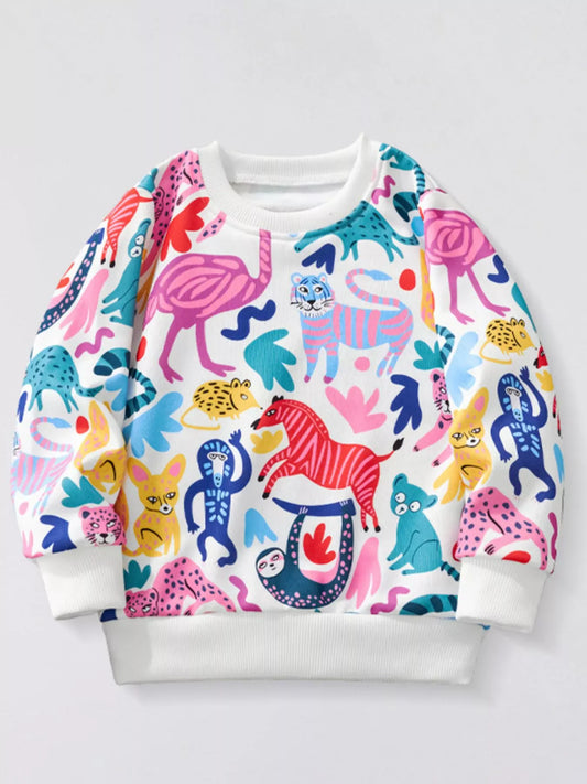 Trendsi Children's Animal Print Crew Neck Sweatshirt