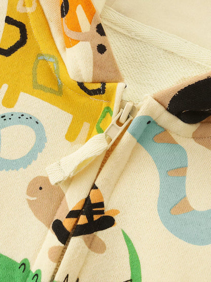 Trendsi Children's Animal Print Zip-Up Hoodie