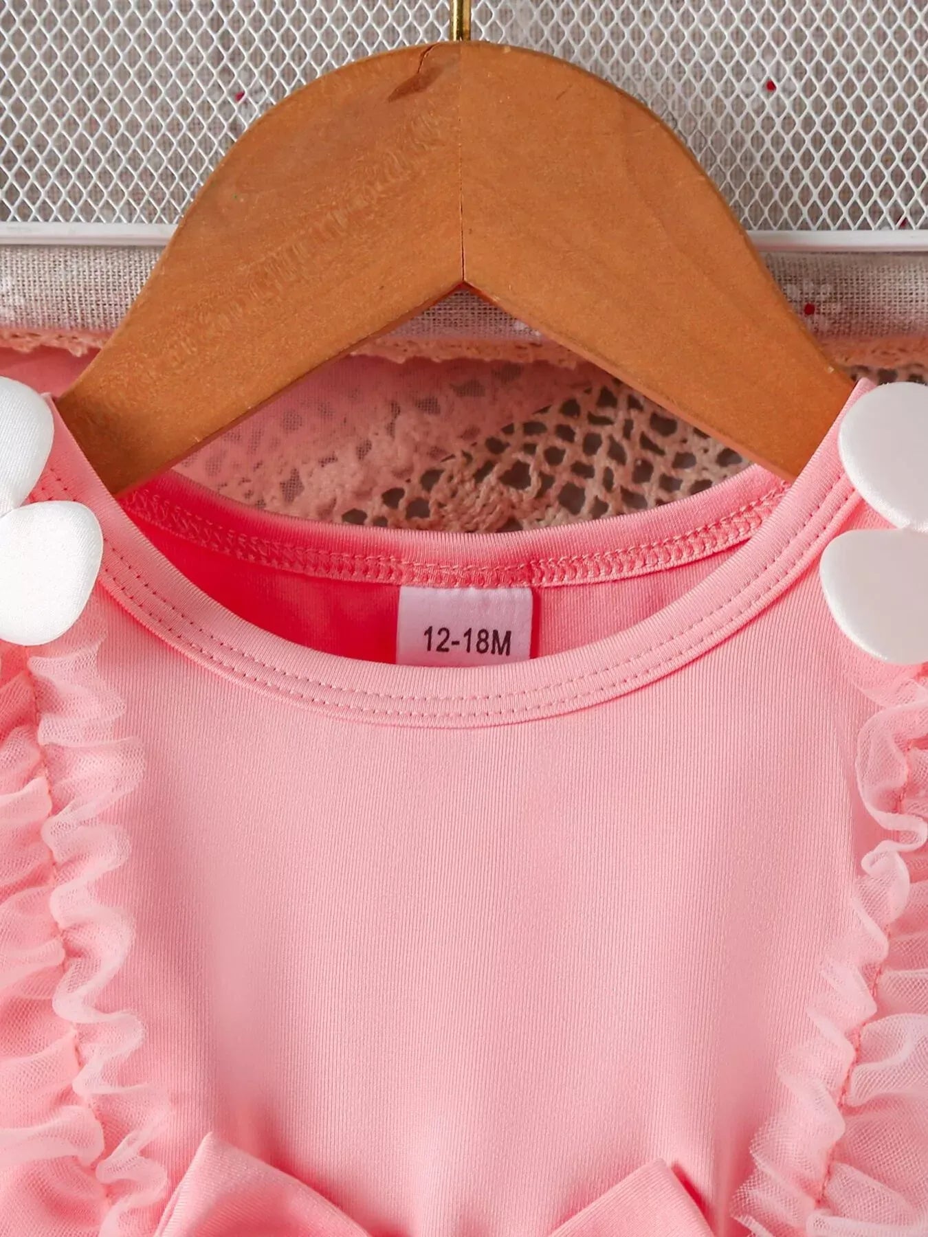 Trendsi Children's Bow Decor Ruffle Trim Dress