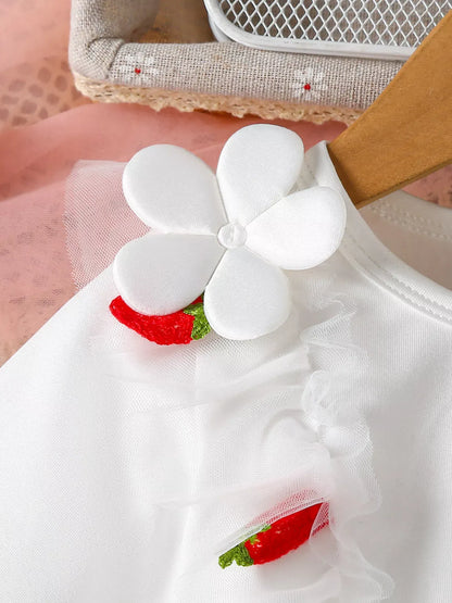 Trendsi Children's Bow Decor Ruffle Trim Dress