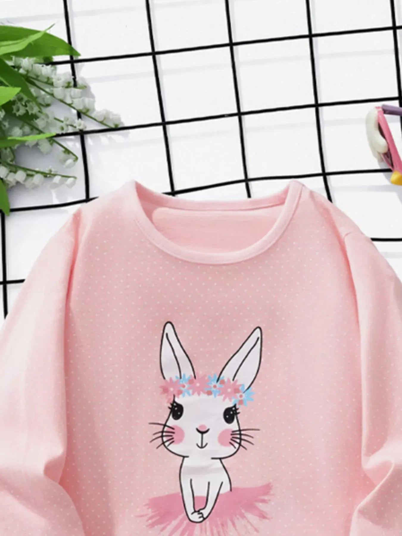 Trendsi Children's Bunny Ballerina Graphic Long Sleeve T-Shirt
