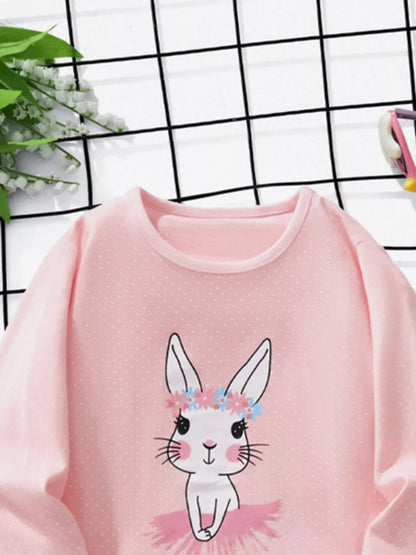 Trendsi Children's Bunny Ballerina Graphic Long Sleeve T-Shirt