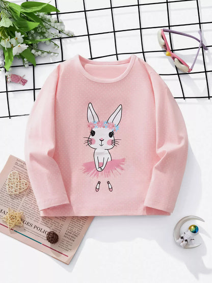 Trendsi Children's Bunny Ballerina Graphic Long Sleeve T-Shirt