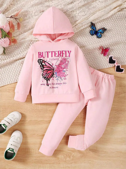 Trendsi Children's Butterfly Flower Hoodie & Pants Set