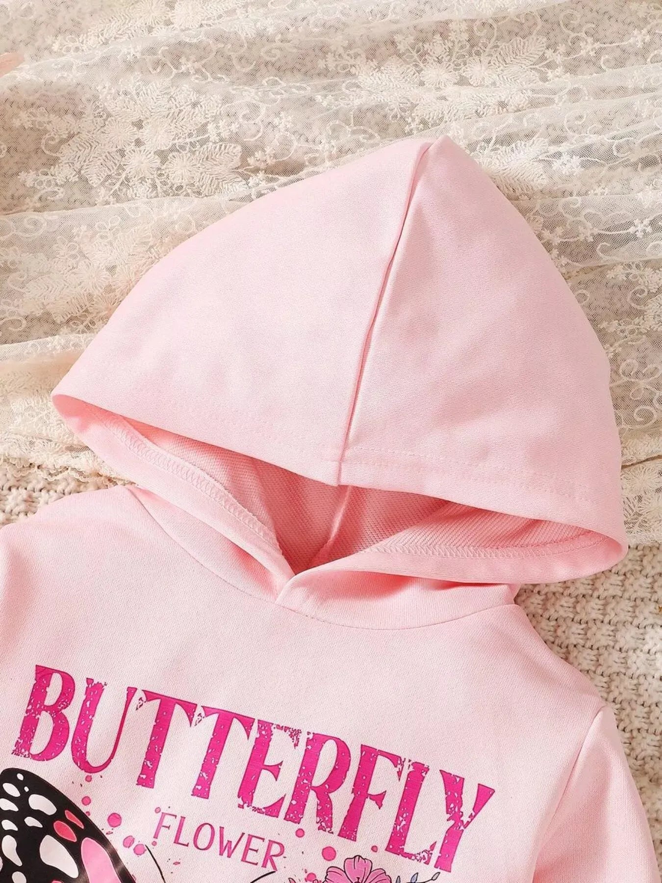 Trendsi Children's Butterfly Flower Hoodie & Pants Set