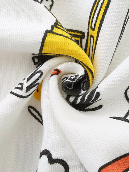 Trendsi Children's Cartoon Construction Vehicle Print Zip-Up Jacket