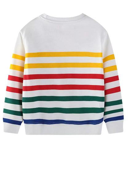 Trendsi Children's Cartoon Truck Striped Sweatshirt