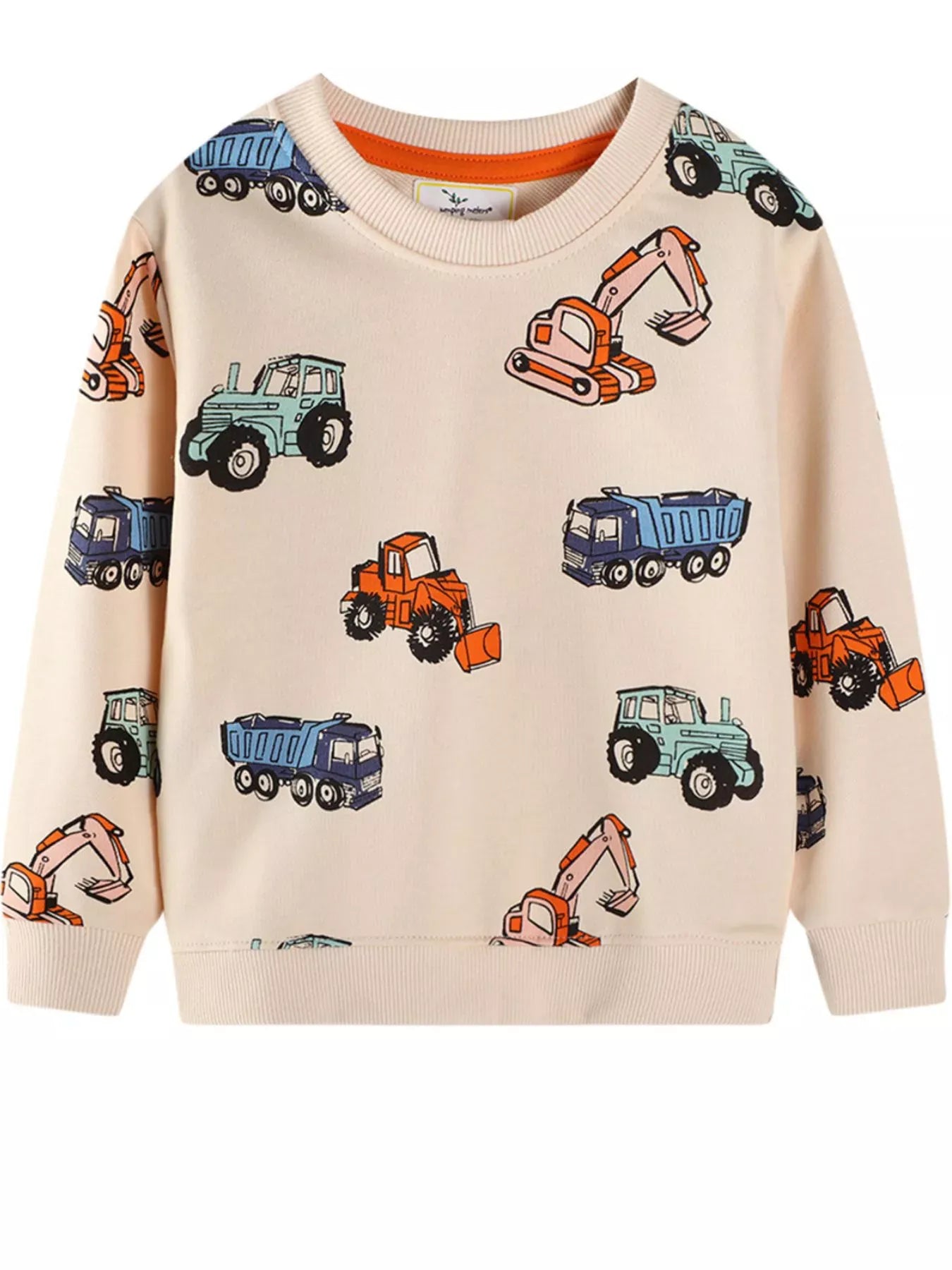 Trendsi Children's Cartoon Vehicle Print Crew Neck Sweatshirt