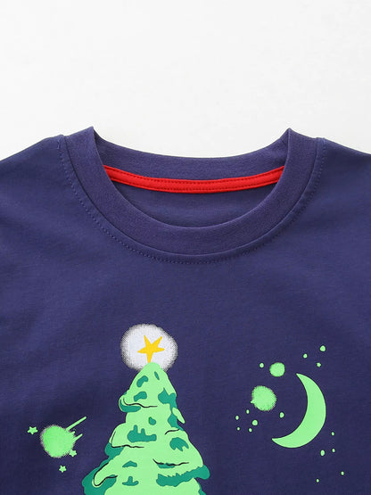 Trendsi Children's Christmas Deer Graphic Long Sleeve T-Shirt