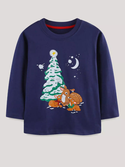 Trendsi Children's Christmas Deer Graphic Long Sleeve T-Shirt