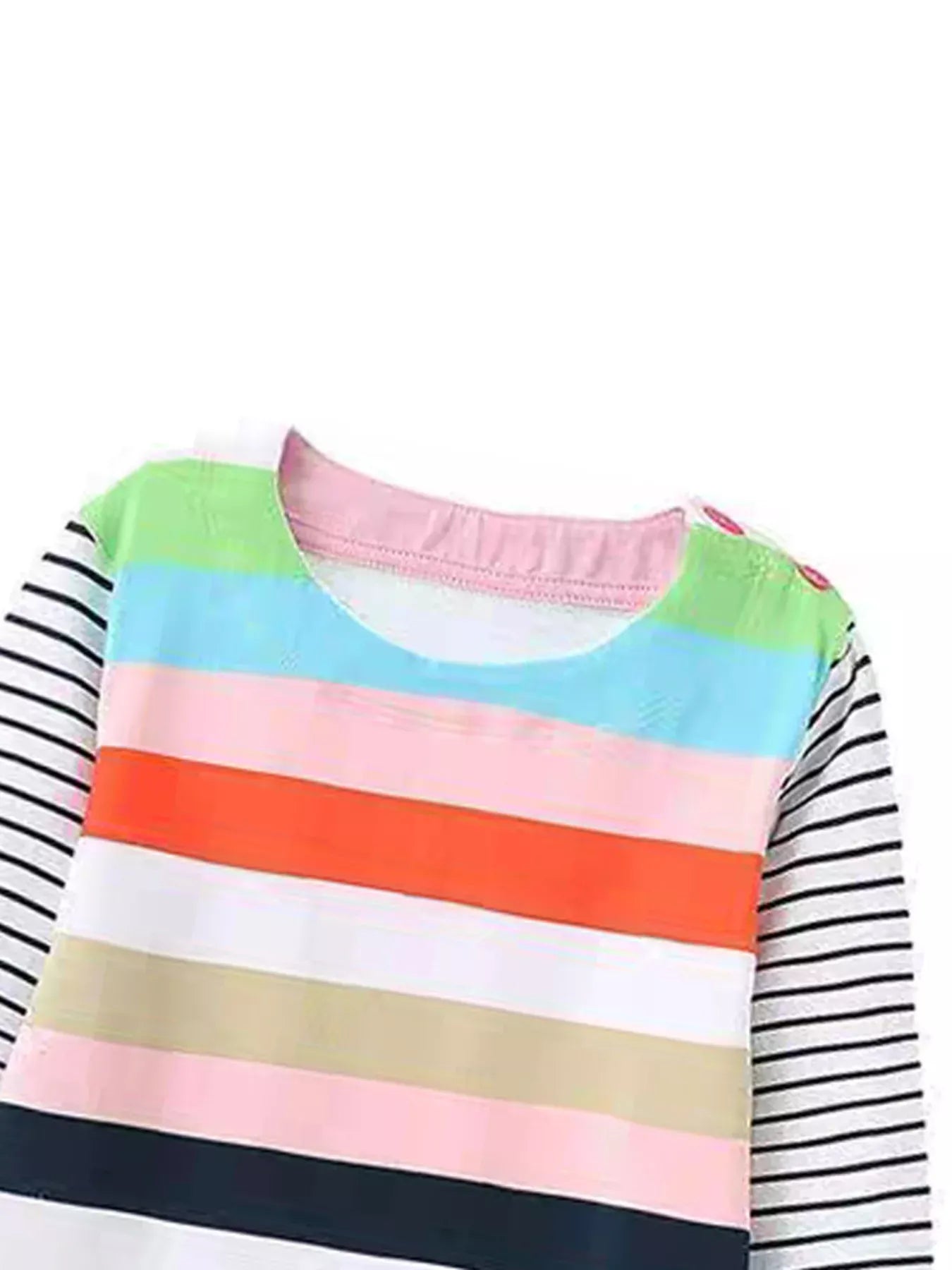 Trendsi Children's Colorful Striped Long Sleeve Casual Dress