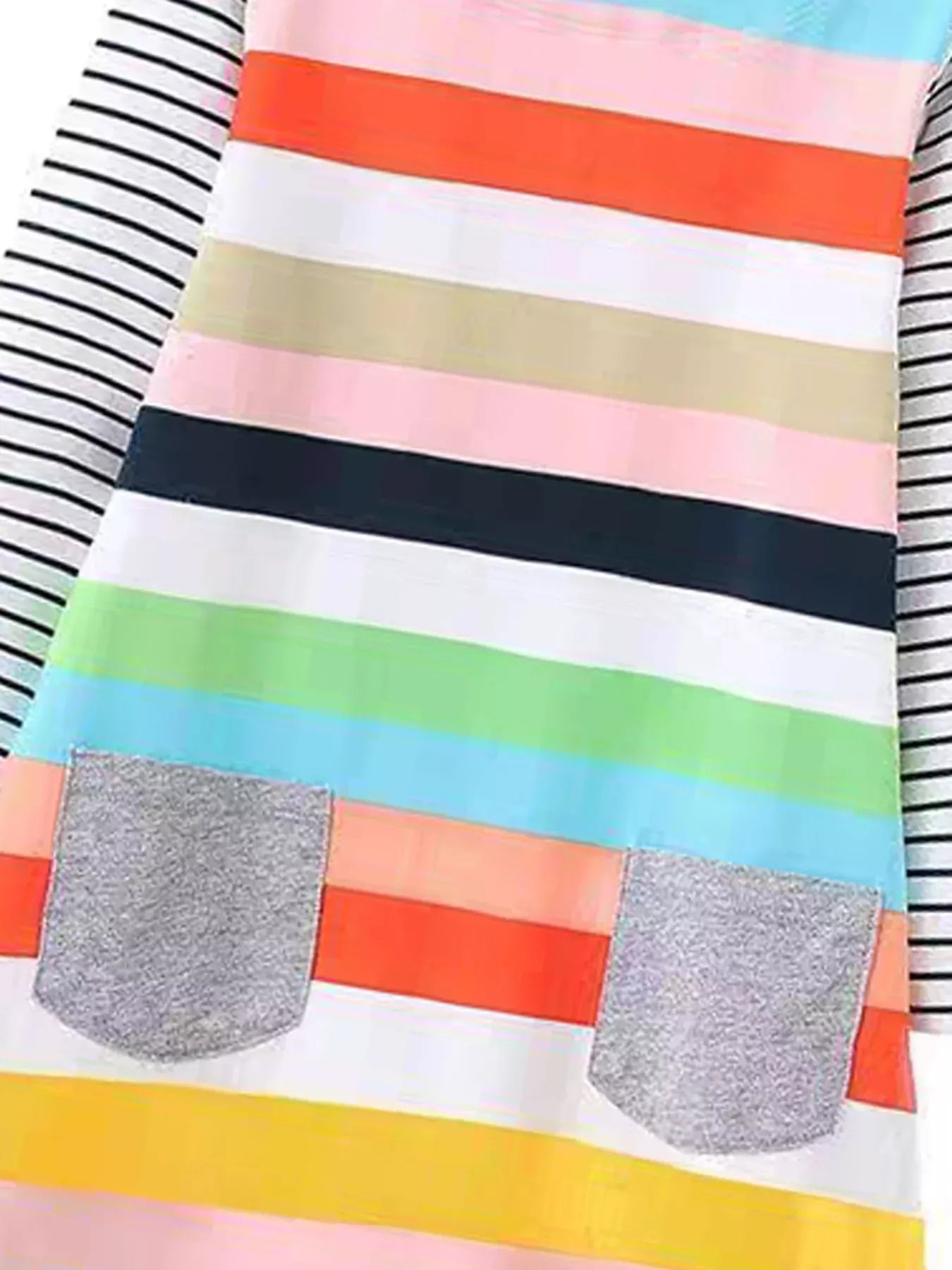 Trendsi Children's Colorful Striped Long Sleeve Casual Dress
