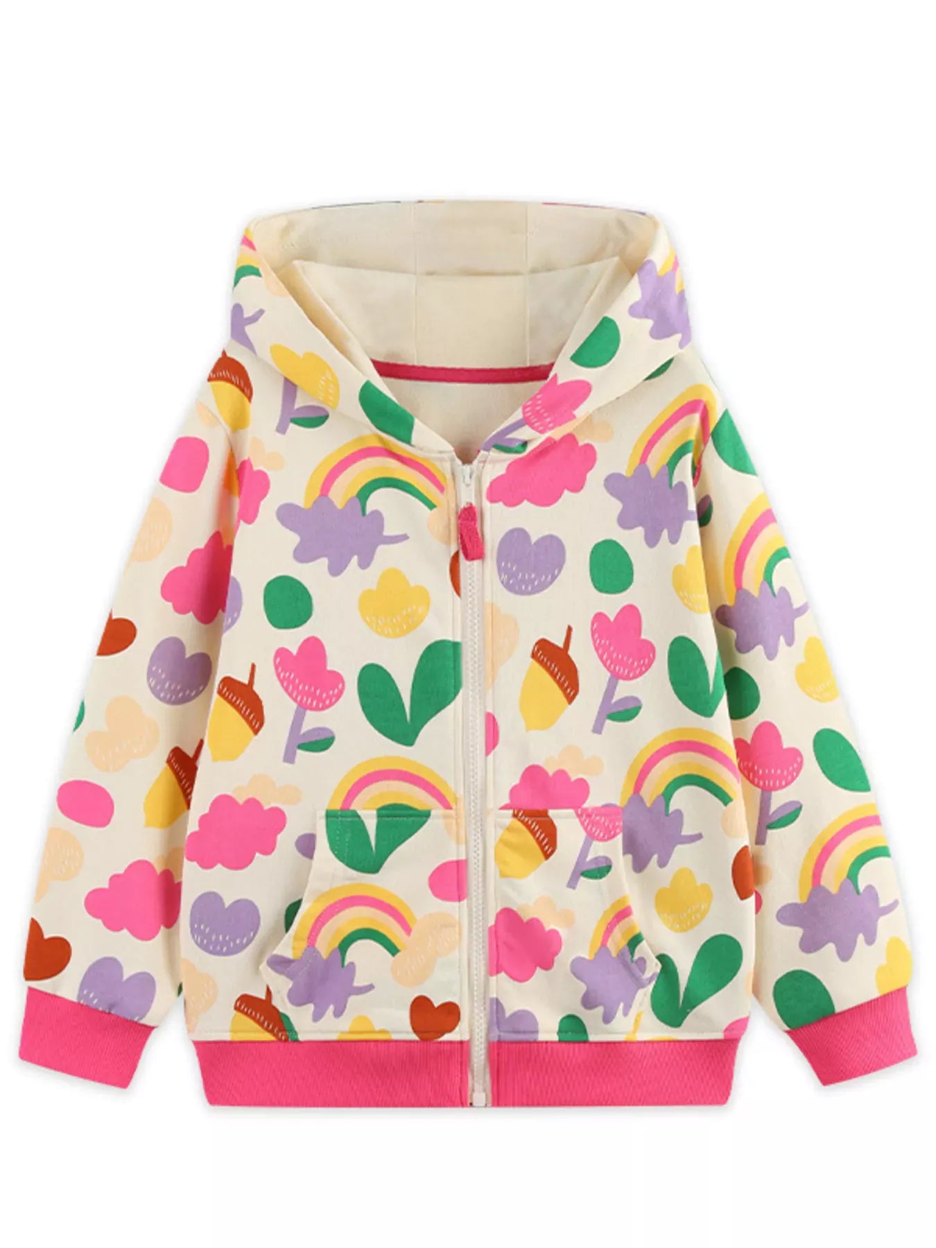 Trendsi Children's Contrast Zip-Up Hoodie