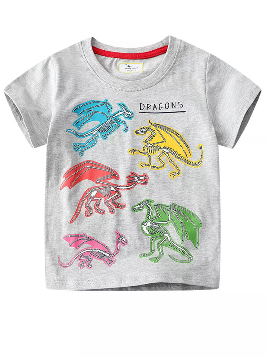 Trendsi Children's Dinosaur Crew Neck Short Sleeve T-Shirt