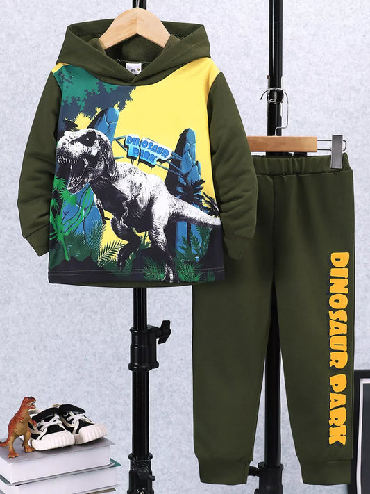 Trendsi Children's Dinosaur Park Hoodie and Pants Set