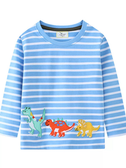 Trendsi Children's Dinosaur Striped Long Sleeve T-Shirt