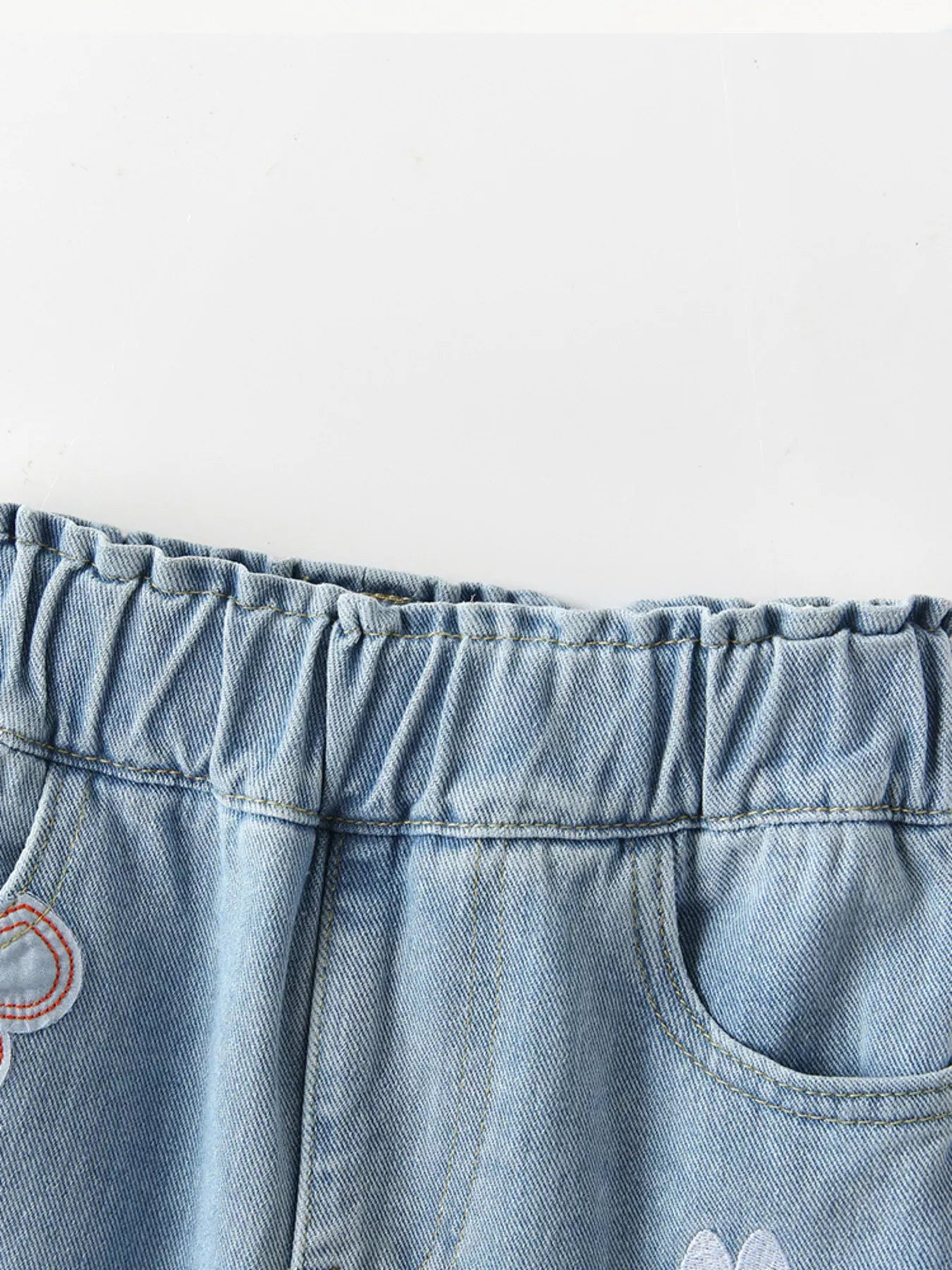 Trendsi Children's Embroidered Cartoon Pattern Elastic Waist Jeans