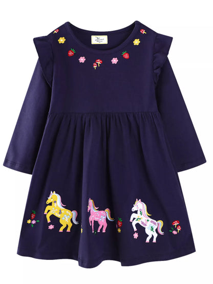 Trendsi Children's Embroidered Long Sleeve Casual Dress