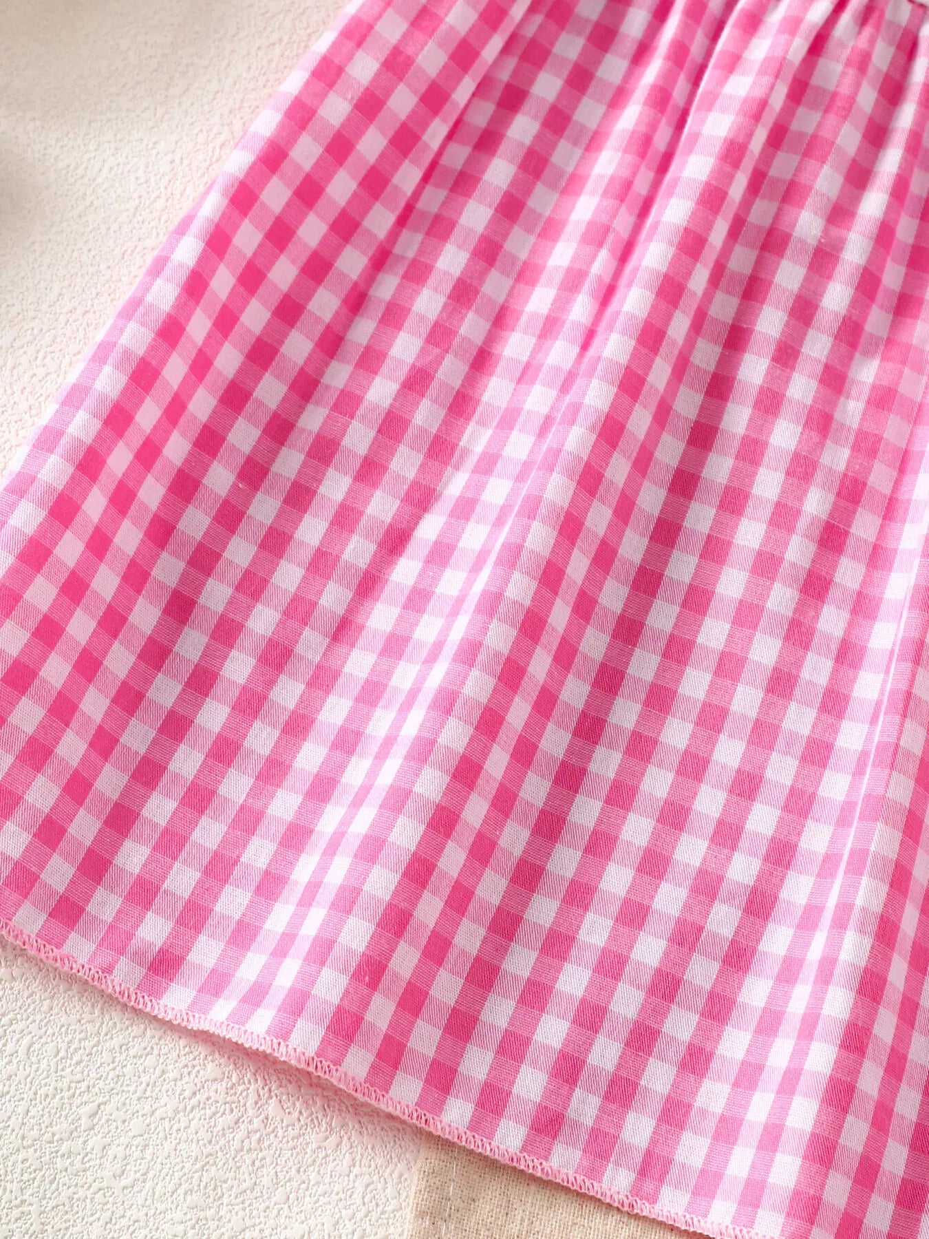 Trendsi Children's Floral Applique Gingham Cami Top & Shorts Set