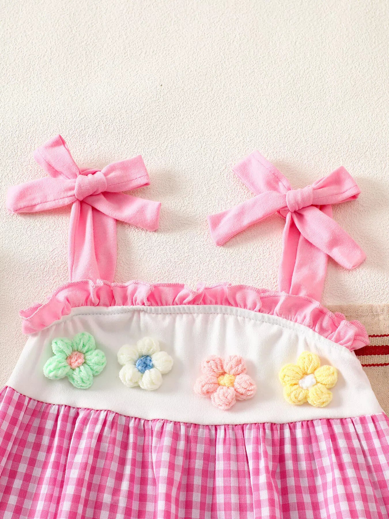 Trendsi Children's Floral Applique Gingham Cami Top & Shorts Set