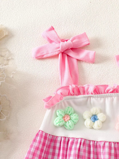 Trendsi Children's Floral Applique Gingham Cami Top & Shorts Set