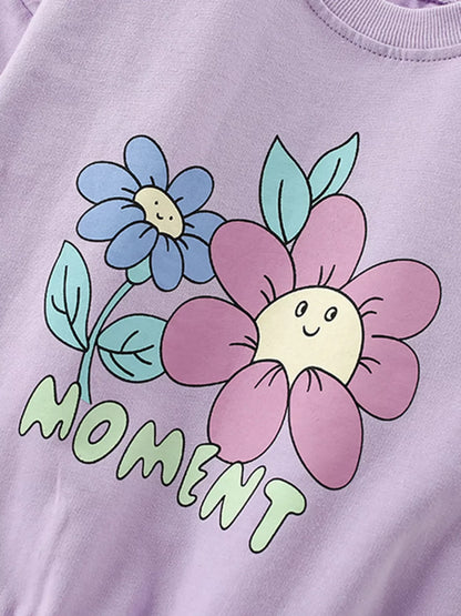 Trendsi Children's Floral Print Crew Neck Sweatshirt