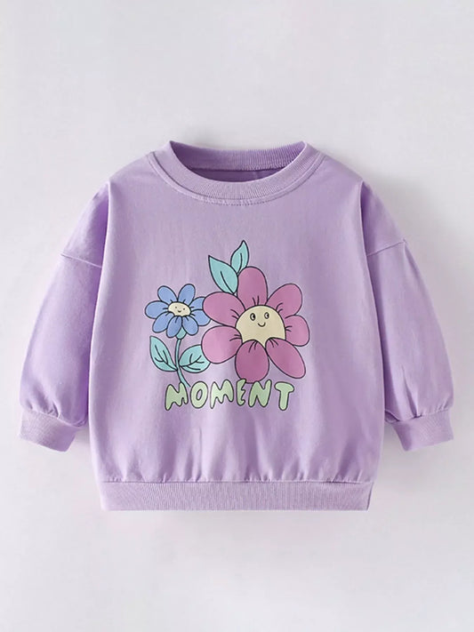 Trendsi Children's Floral Print Crew Neck Sweatshirt