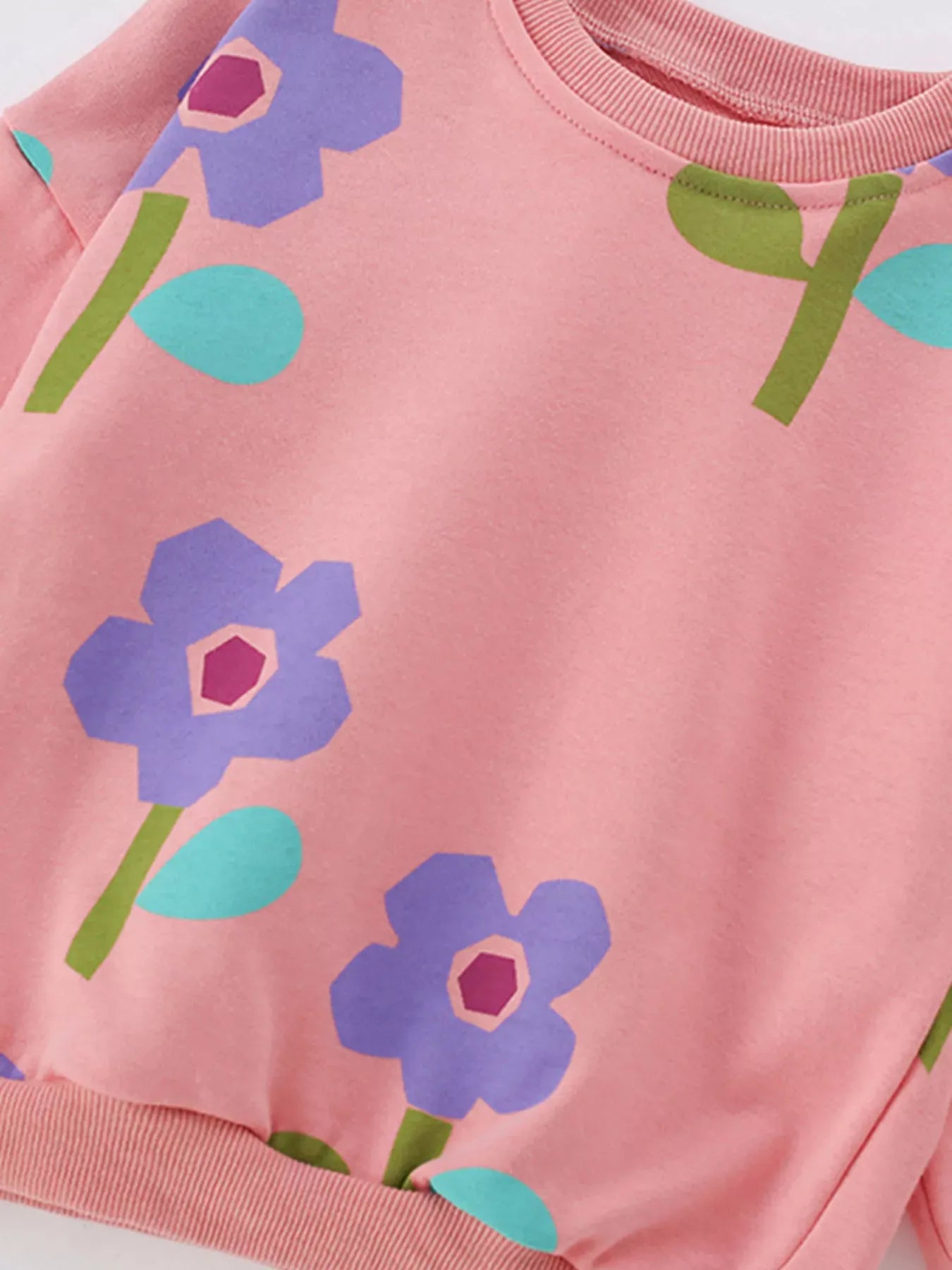 Trendsi Children's Floral Print Sweatshirt and Pants Set