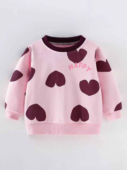 Trendsi Children's Heart Print Round Neck Sweatshirt