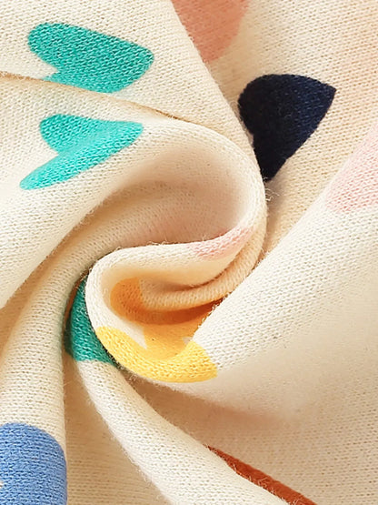 Trendsi Children's Heart Print Ruffle Hem Long Sleeve Top