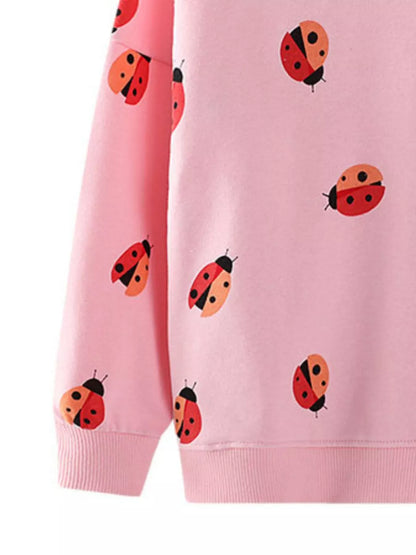 Trendsi Children's Ladybug Print Crew Neck Sweatshirt