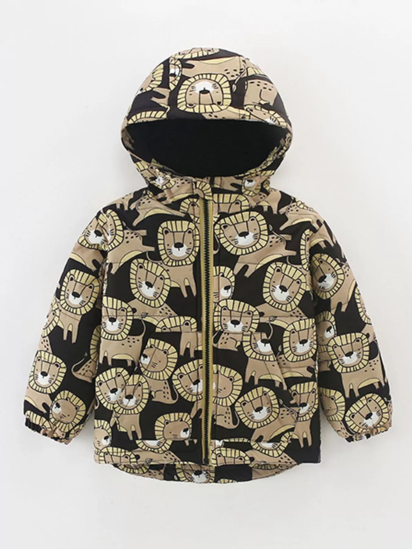 Trendsi Children's Lion Print Hooded Warm Padded Jacket