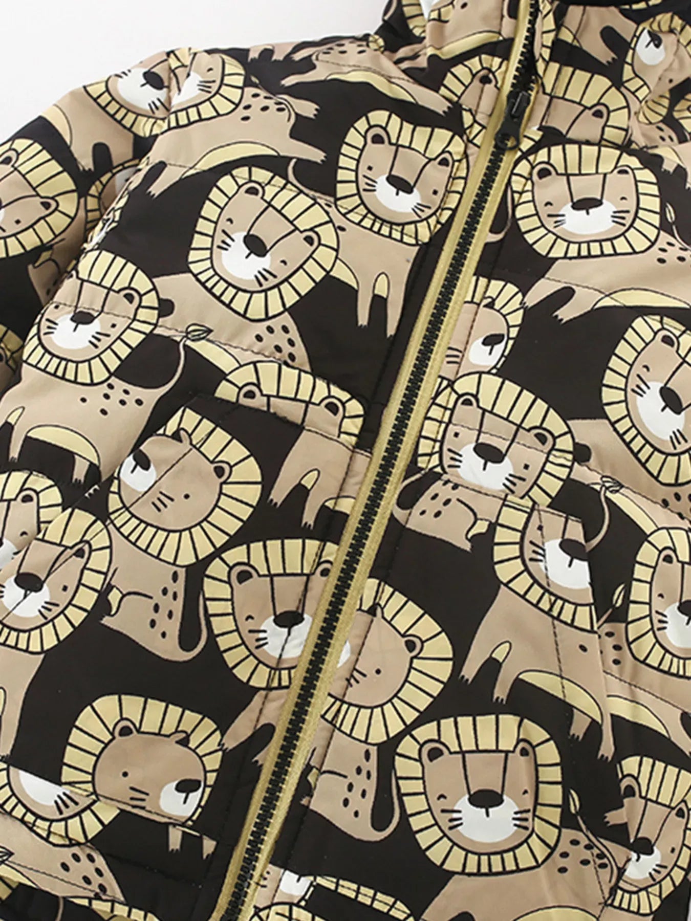 Trendsi Children's Lion Print Hooded Warm Padded Jacket