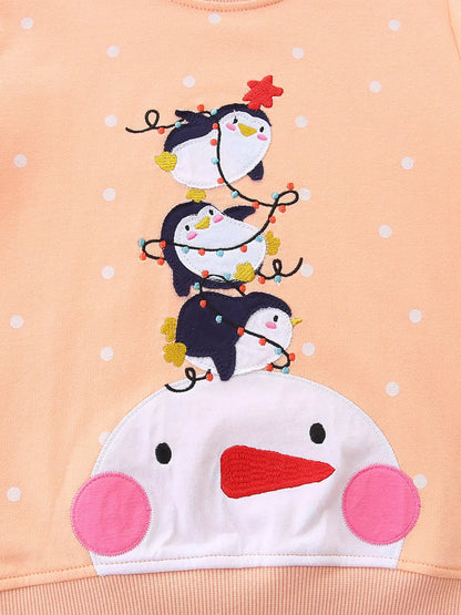 Trendsi Children's Penguin Round Neck Sweatshirt