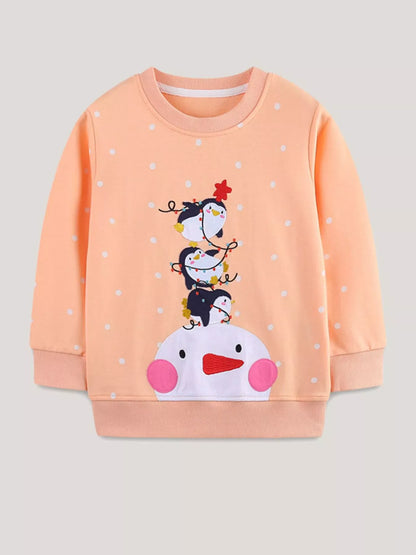 Trendsi Children's Penguin Round Neck Sweatshirt