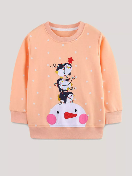 Trendsi Children's Penguin Round Neck Sweatshirt